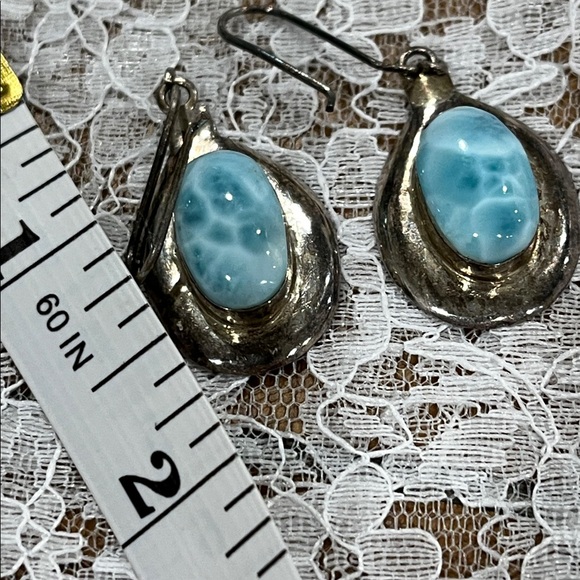 Artisan Larimar & SS 925 Drop Earrings - Picture 4 of 6